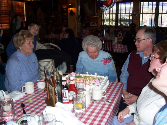 Grammie checking out the cake