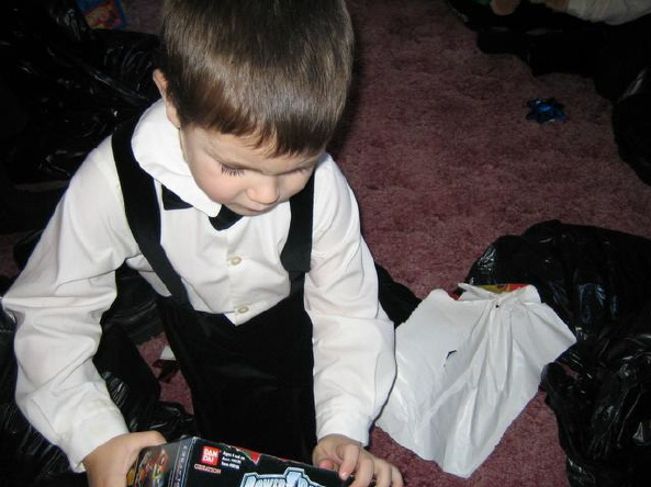 Max with new Power Rangers toys