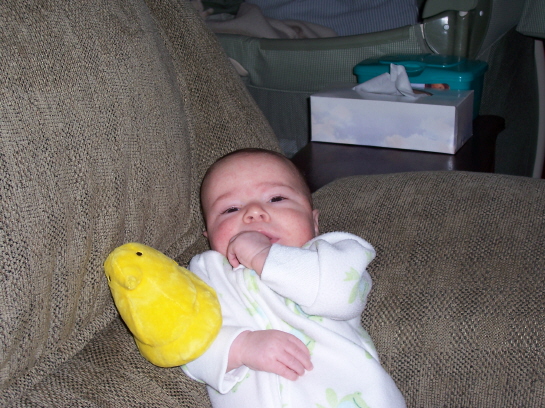 Nicolas with a peep