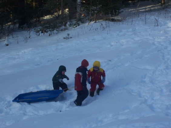 Cousins sledding 2