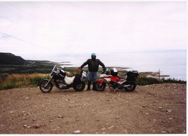 Labrador shoreline, Tim with the bikes
